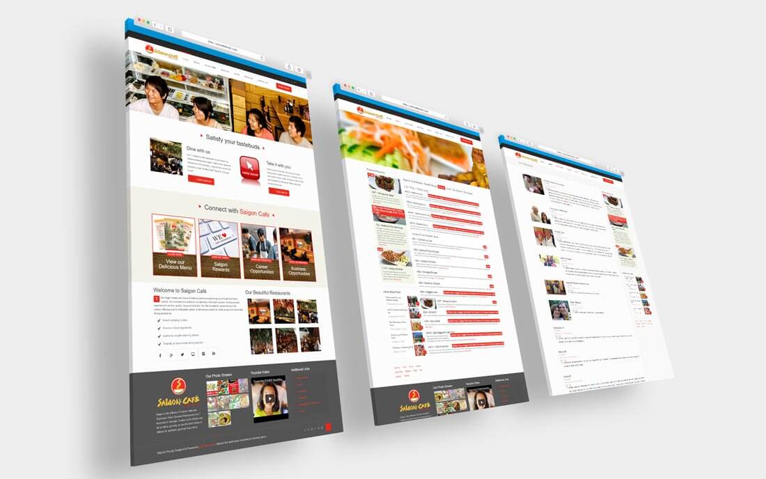 Site design by Blue Dot Agency for Saigon Cafe corporate website