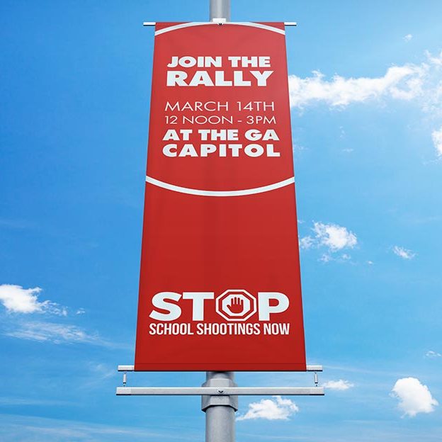 Blue Dot Agency sign design for Stop School Shootings Rally & March