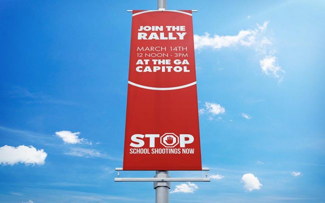 Blue Dot Agency sign design for Stop School Shootings Rally & March